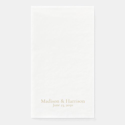 Classic chic gold serif custom names date Wedding Paper Guest Towels