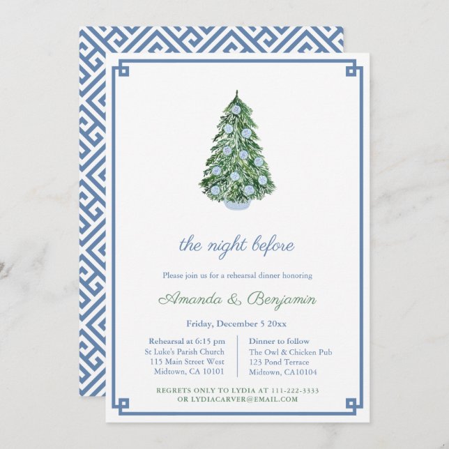 Classic Chic Holidays Wedding Rehearsal Dinner Invitation (Front/Back)