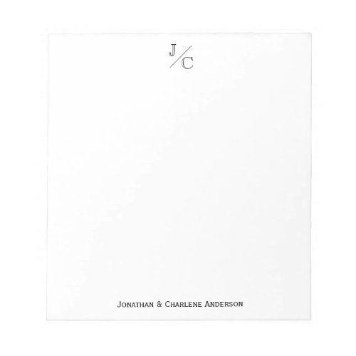 Classic Chic Modern Elegant Monogram Couple Family Notepad