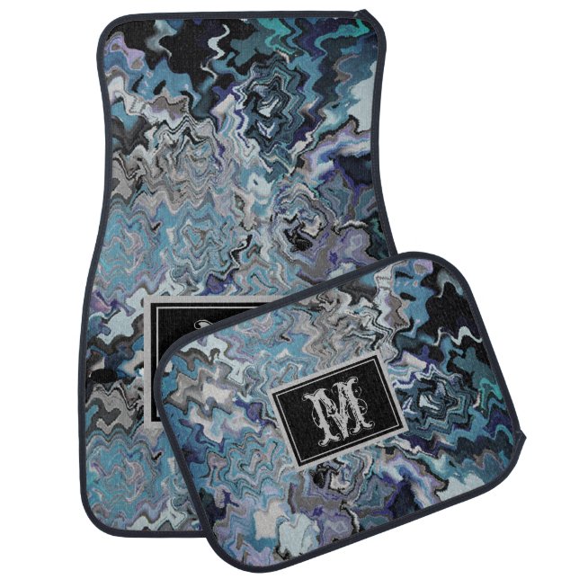 Classic Chic Monogram Abstract Design Luxury Car Floor Mat (Set)