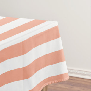 Classic Chic Peach Pink and White Stripes Tablecloth