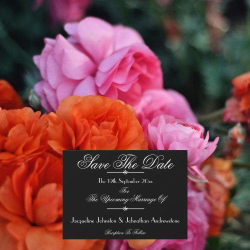 Classic Chic Script Names B  W Save The Date  Announcement