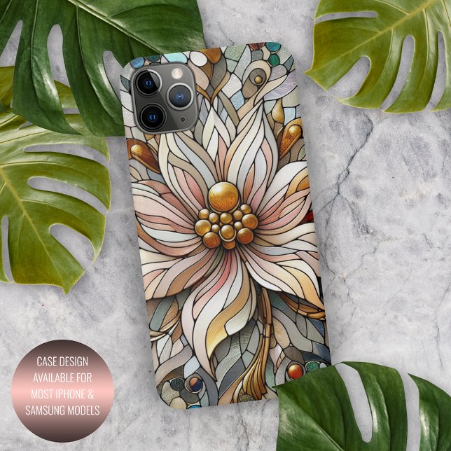Classic Chic Stained Glass Floral Art Pattern iPhone Case (Creator Uploaded)