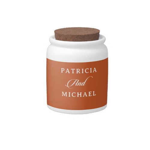 Classic Chic Terracotta Calligraphy Wedding Candy Jar