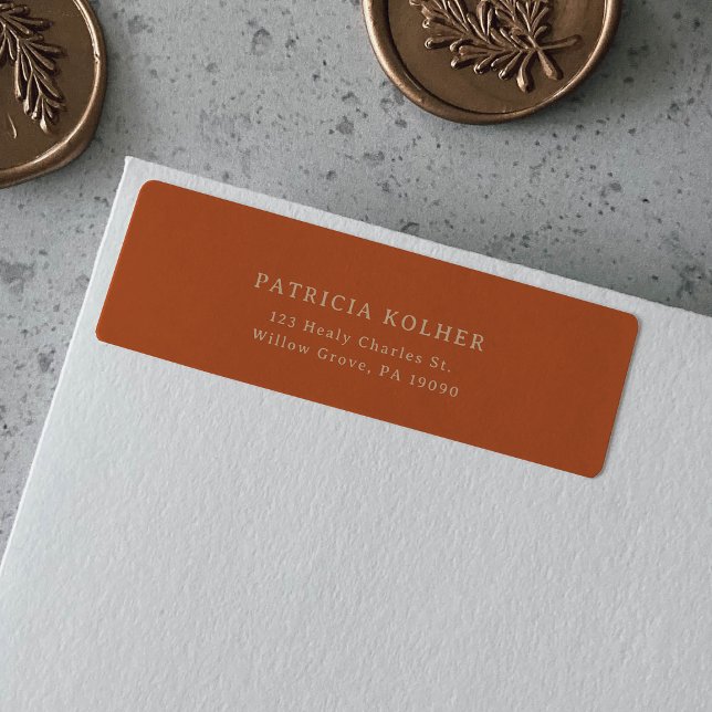 Classic Chic Terracotta Wedding Address Return  Label (Creator Uploaded)
