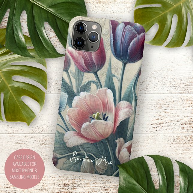 Classic Chic Tulips Fine Art Botanical Drawing Case-Mate iPhone Case (Creator Uploaded)