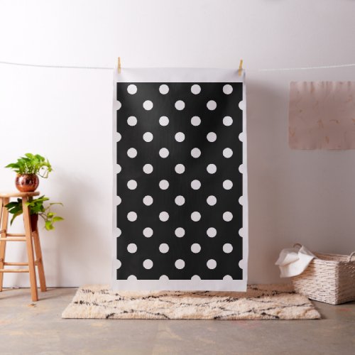 Classic Chic Vanilla  Black Polka Dots Pattern Fabric