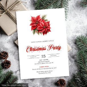 Classic Chic Vintage Christmas Poinsettia Flowers Invitation