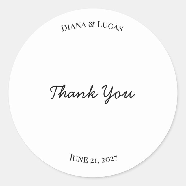 Classic Chic Wedding Favor Sticker (Front)