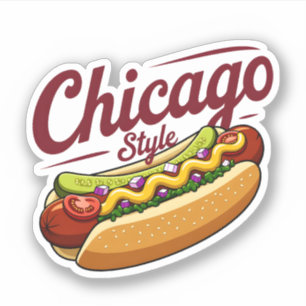 Classic Chicago Style Hot Dog Food Lover Sticker