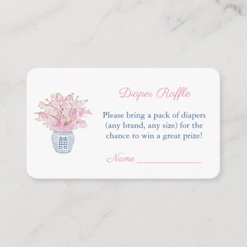 Classic Chinoiserie Baby Girl Shower Diaper Raffle Enclosure Card
