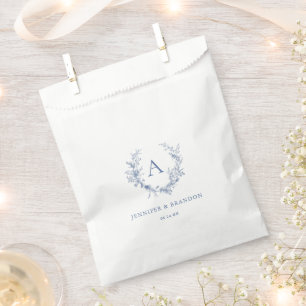 Classic Chinoiserie Blue Monogram Wedding Favor Bag