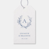 Classic Chinoiserie Blue Monogram Wedding Gift Tags (Front)