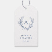 Classic Chinoiserie Blue Monogram Wedding Gift Tags (Back)