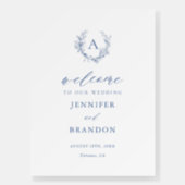 Classic Chinoiserie Blue Monogram Wedding Welcome Foam Board (Front)