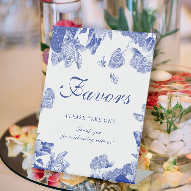 Classic Chinoiserie Blue White Floral Favors Sign (Creator Uploaded)