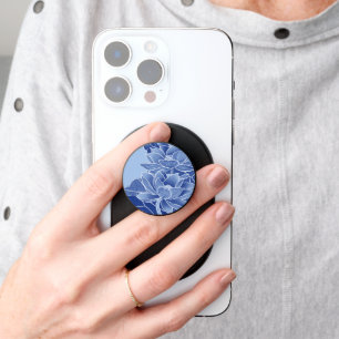 Classic Chinoiserie Chic Blue Lotus Flowers PopSocket