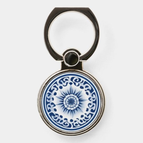 Classic Chinoiserie Chic Blue White Pattern Phone Ring Stand