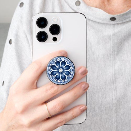 Classic Chinoiserie Chic Blue White Pattern PopSocket