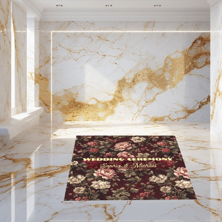 Classic Chinoiserie Peony Floral Motifs Wedding Floor Decals