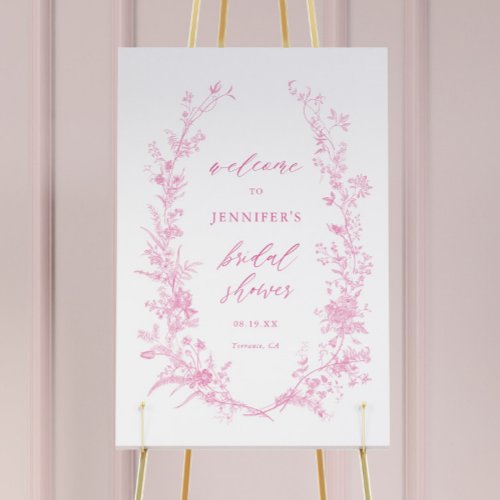 Classic Chinoiserie Pink Floral Bridal Shower Foam Board