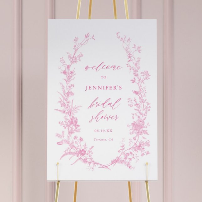 Classic Chinoiserie Pink Floral Bridal Shower Foam Board (Creator Uploaded)