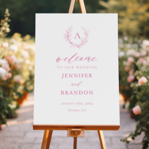 Classic Chinoiserie Pink Monogram Wedding Welcome Foam Board