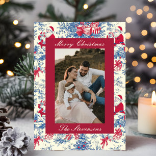 Classic Chinoiserie Toile De Jouy Photo Christmas Holiday Card