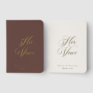 Classic Choco Brown Ivory Calligraphy Wedding Foil Vow Books