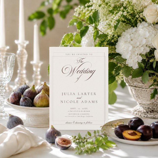 Classic Choco Brown Ivory Calligraphy Wedding Invitation (Creator Uploaded)