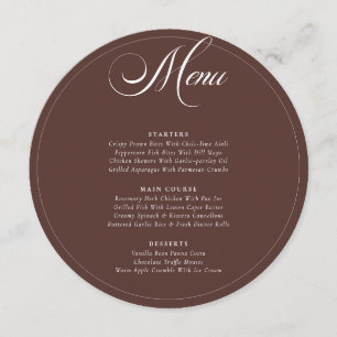 Classic Choco Brown Ivory Calligraphy Wedding Menu