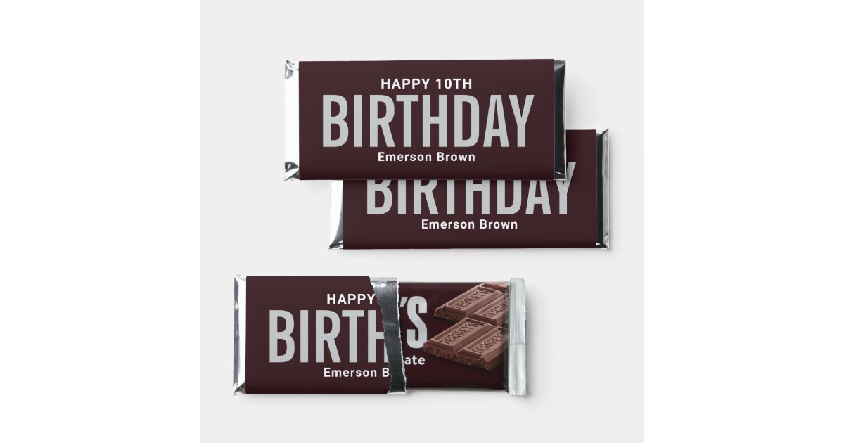 Classic Chocolate Brown Custom Happy Birthday Hershey Bar Favors | Zazzle