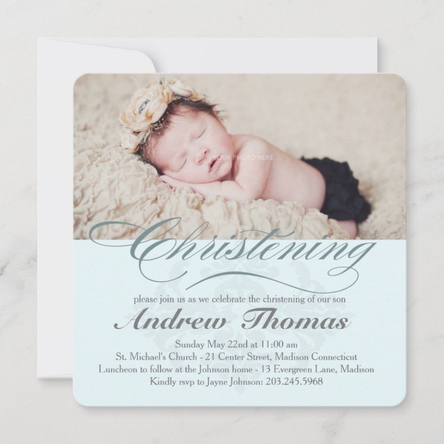 Classic Christening Baptism Invitation (Front)