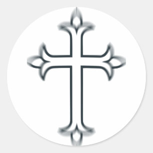 Classic Christian Cross Minimalist Fine Art Round Sticker