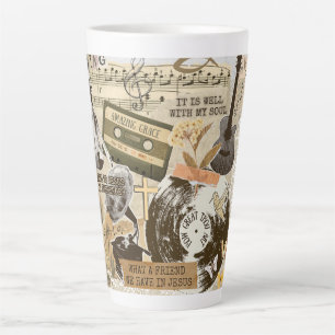 Classic Christian Hymns Songs Music Collage Latte Mug