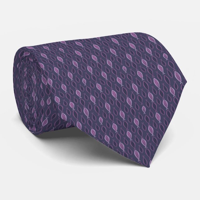 Classic Christian Ichthys Jesus Fish Navy Purple Neck Tie (Rolled)