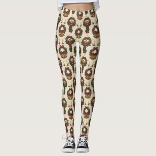 Classic Christmas Angel Motifs Victorian Holiday Leggings
