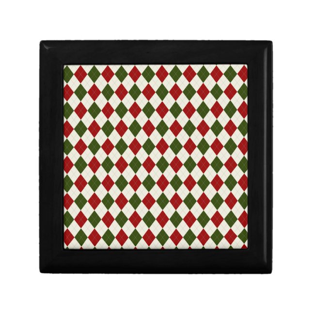Classic Christmas Argyle Pattern Gift Box (Front)