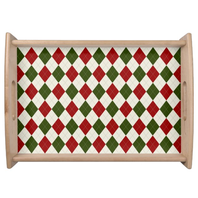 Classic Christmas Argyle Pattern Serving Tray (Front)