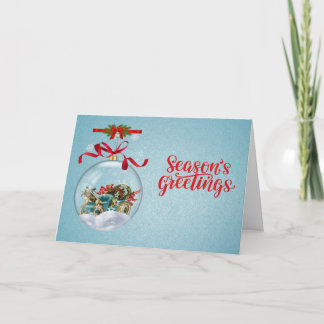 Classic Christmas Bauble Customizable Inside Text Holiday Card