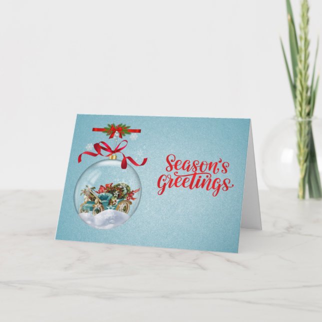 Classic Christmas Bauble Customizable Inside Text  Holiday Card (Front)