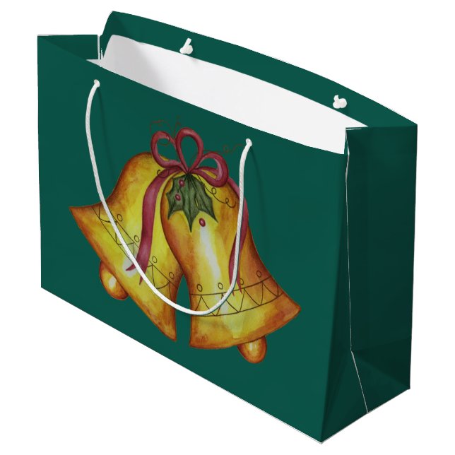 Classic Christmas Bells Gift Bag (Back Angled)