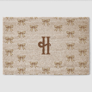 Classic Christmas Bows Monogram Fiber Doormat