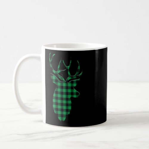 Classic Christmas Buffalo Plaid Deer Head  Coffee Mug