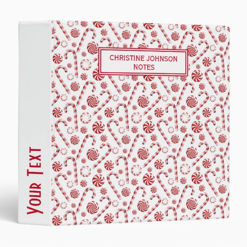 Classic Christmas Candy Cane 3 Ring Binder