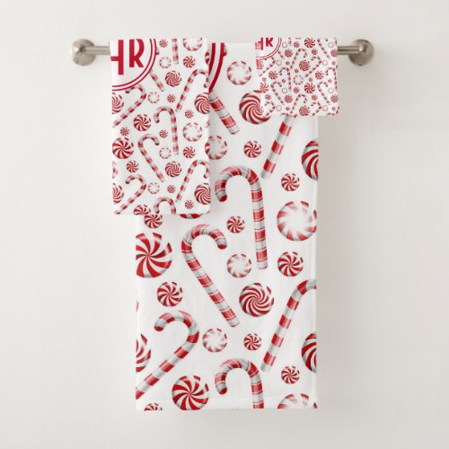 Classic Christmas Candy Cane Bath Towel Set
