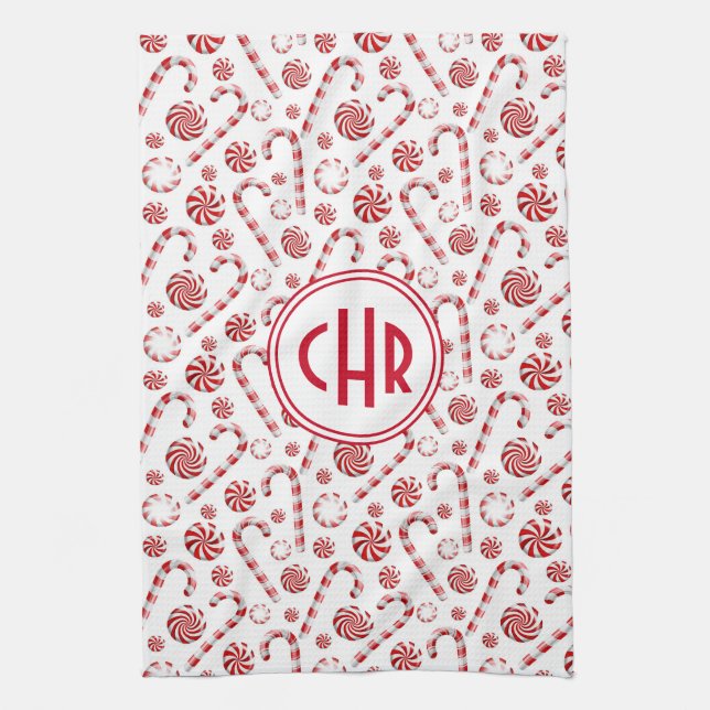 Classic Christmas Candy Cane Car Kitchen Towel (Vertical)