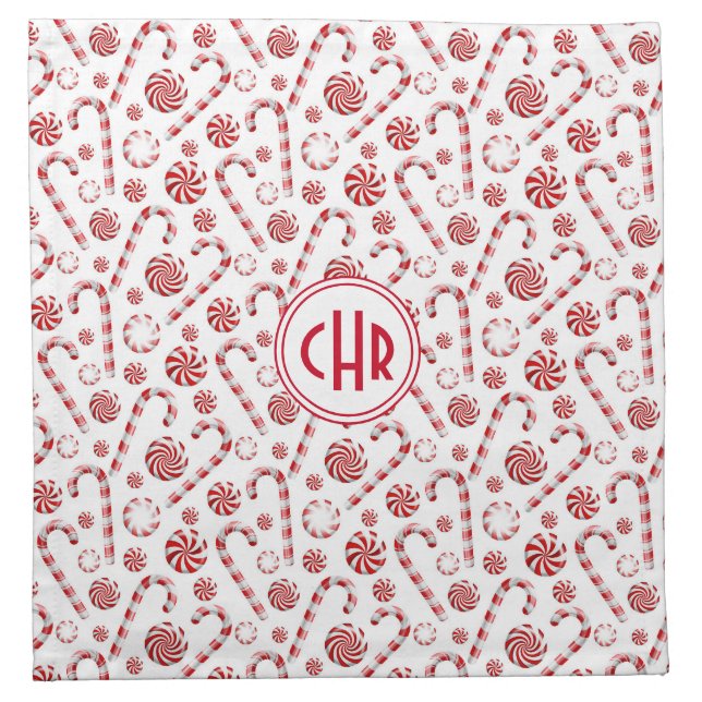 Classic Christmas Candy Cane Cloth Napkin (Front)