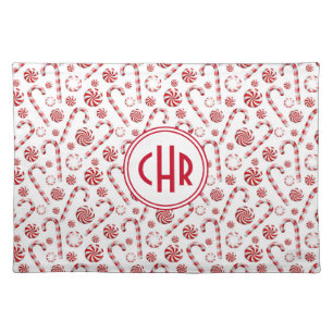 Classic Christmas Candy Cane Cloth Placemat