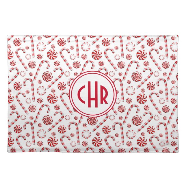 Classic Christmas Candy Cane Cloth Placemat (Front)